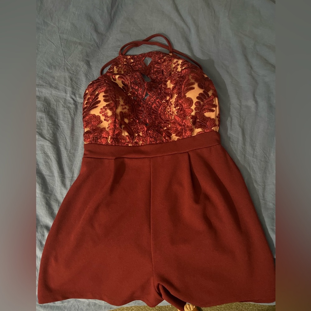Burgundy Romper size: S